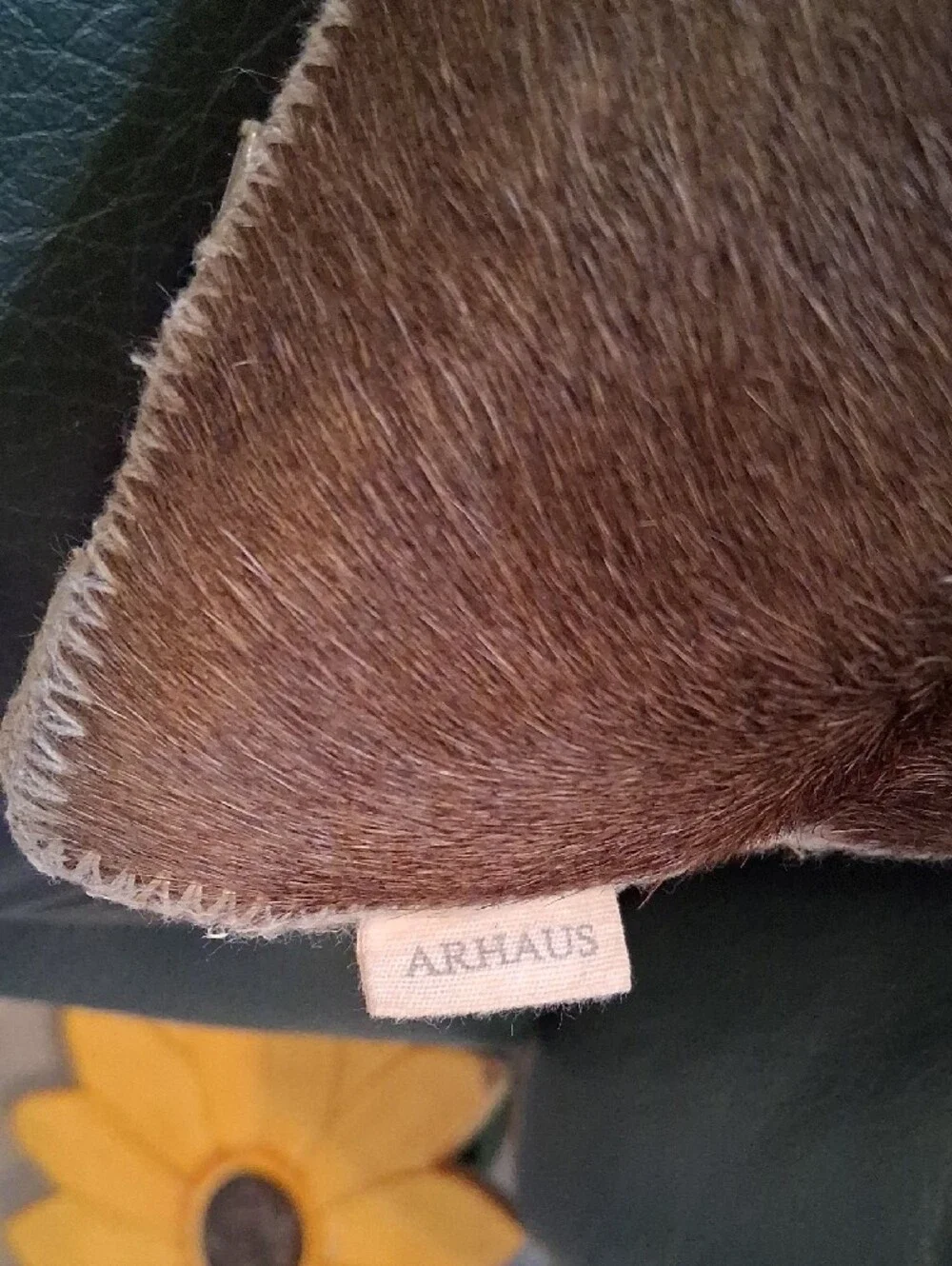 Channel-Stitch Hide Pillow Cover. ARHAUS. Very Good Cond.